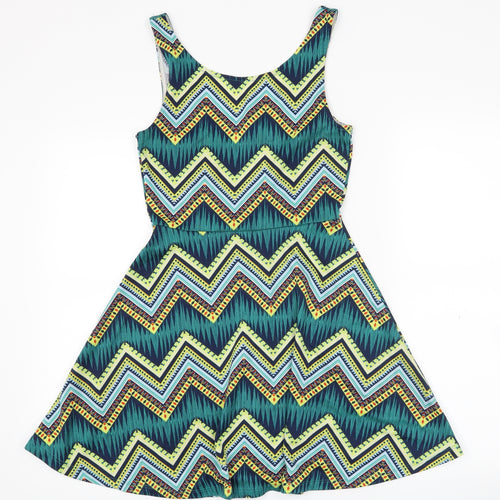 H&M Womens Blue Geometric  Tank Dress  Size 8