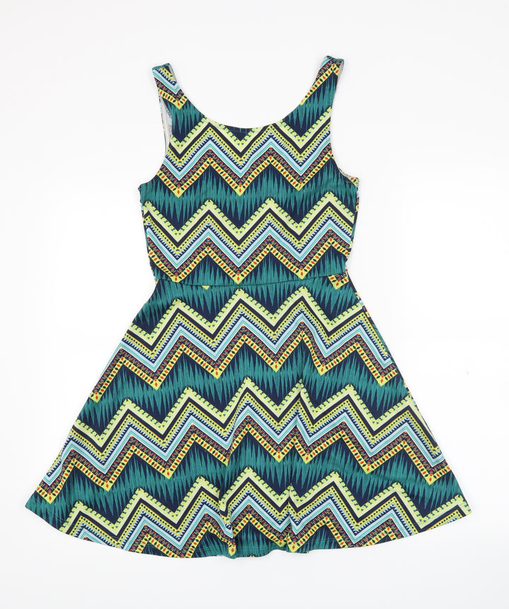 H&M Womens Blue Geometric Tank Dress Size 8