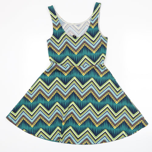 H&M Womens Blue Geometric  Tank Dress  Size 8