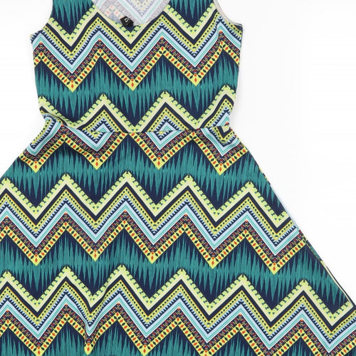 H&M Womens Blue Geometric  Tank Dress  Size 8