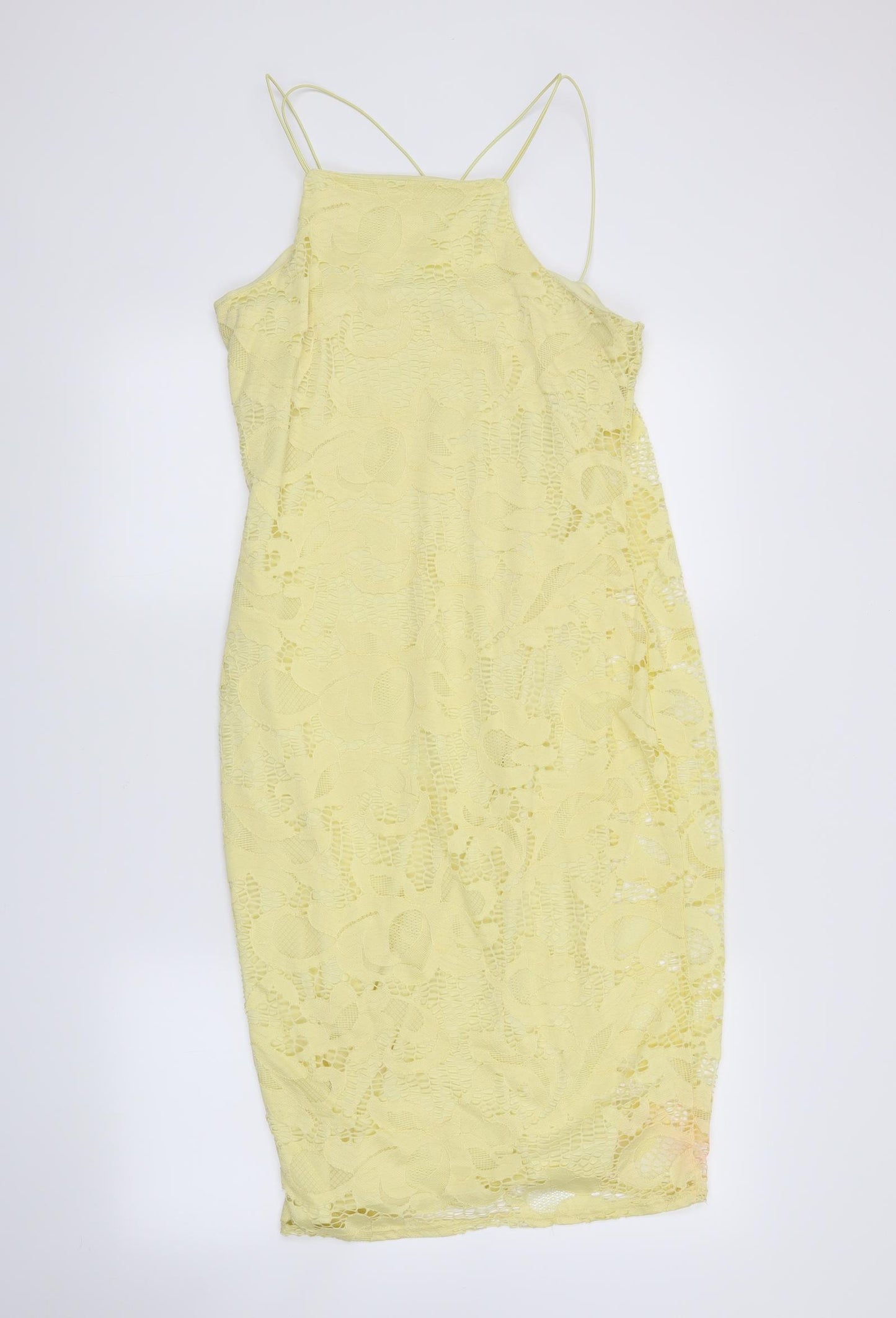 River Island Womens Yellow Floral  Tank Dress  Size 14  - camisole dress