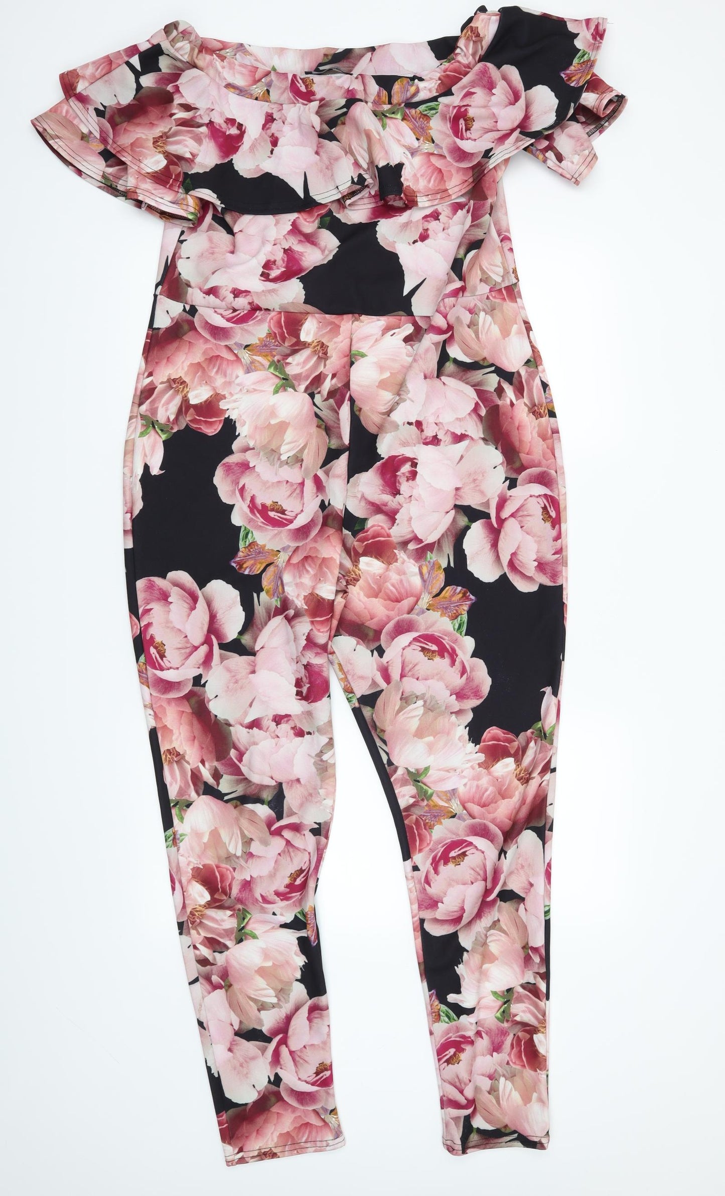 Select Womens Black Floral  Trousers One-Piece Size 16