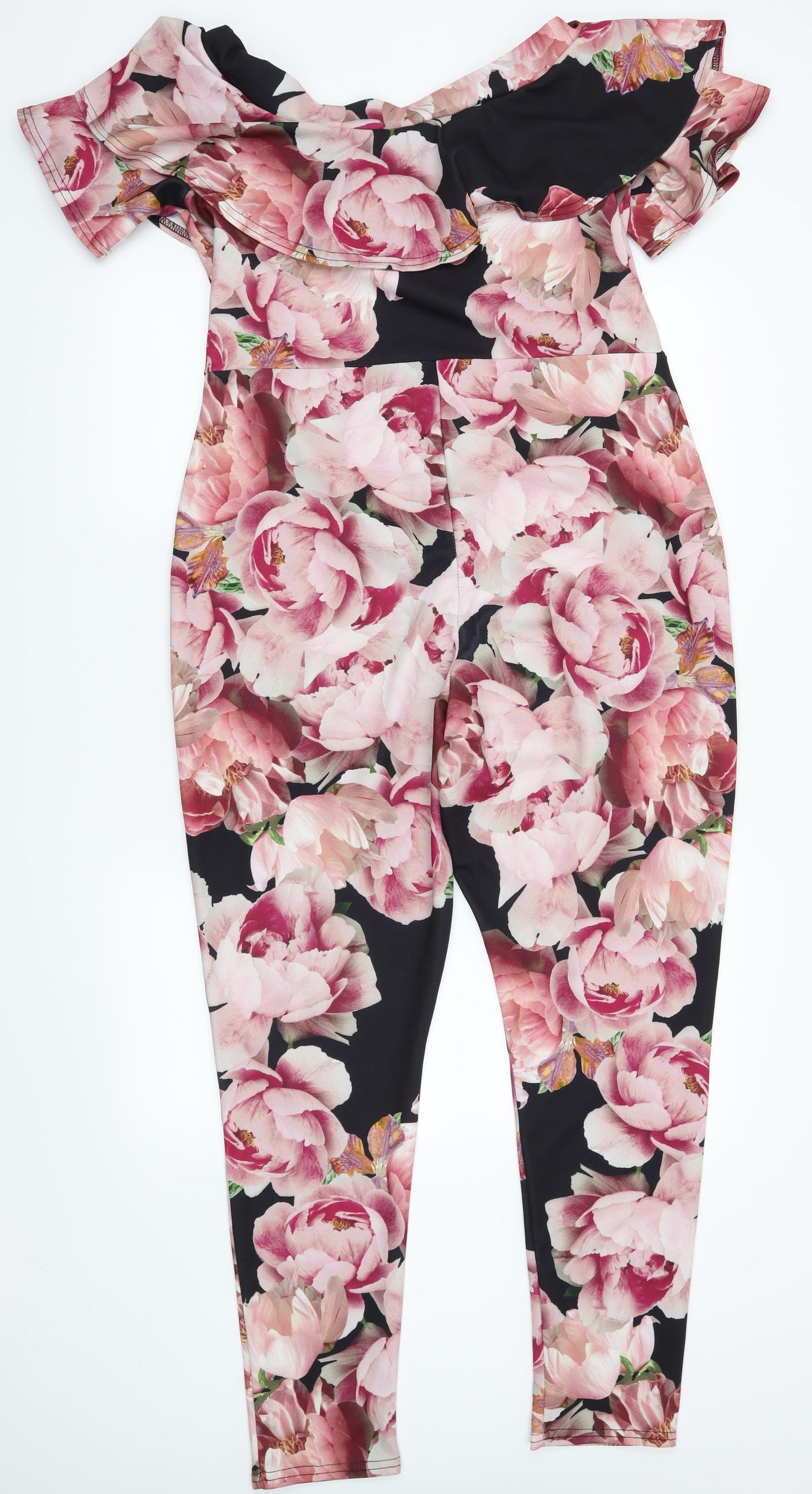Select Womens Black Floral  Trousers One-Piece Size 16