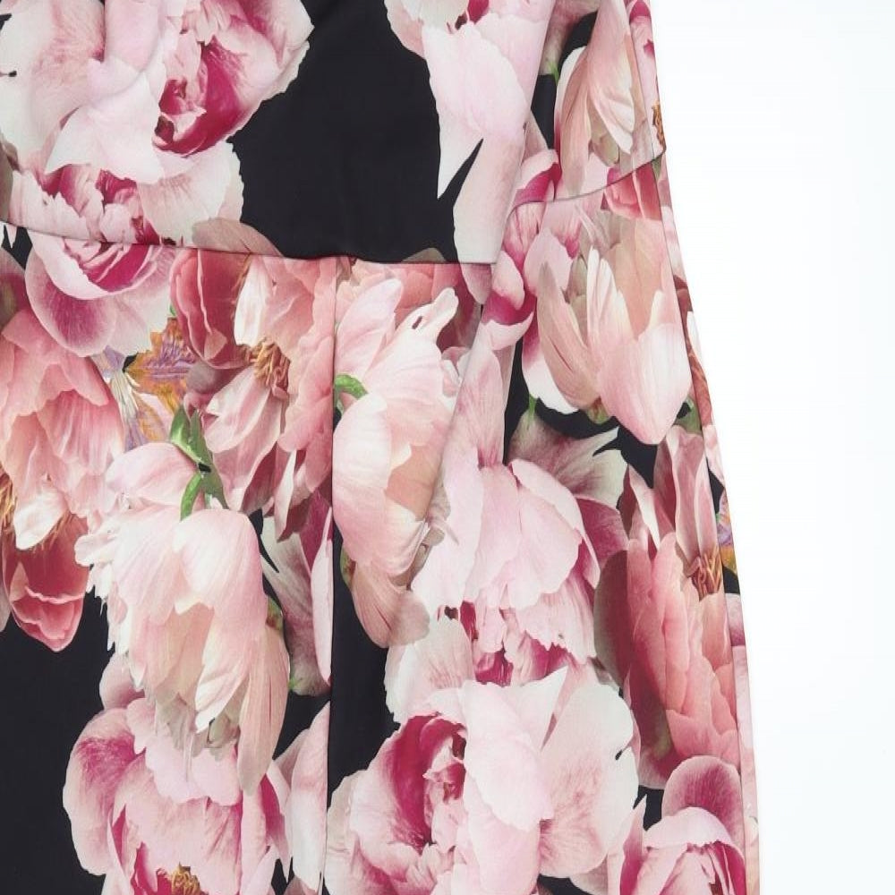 Select Womens Black Floral  Trousers One-Piece Size 16