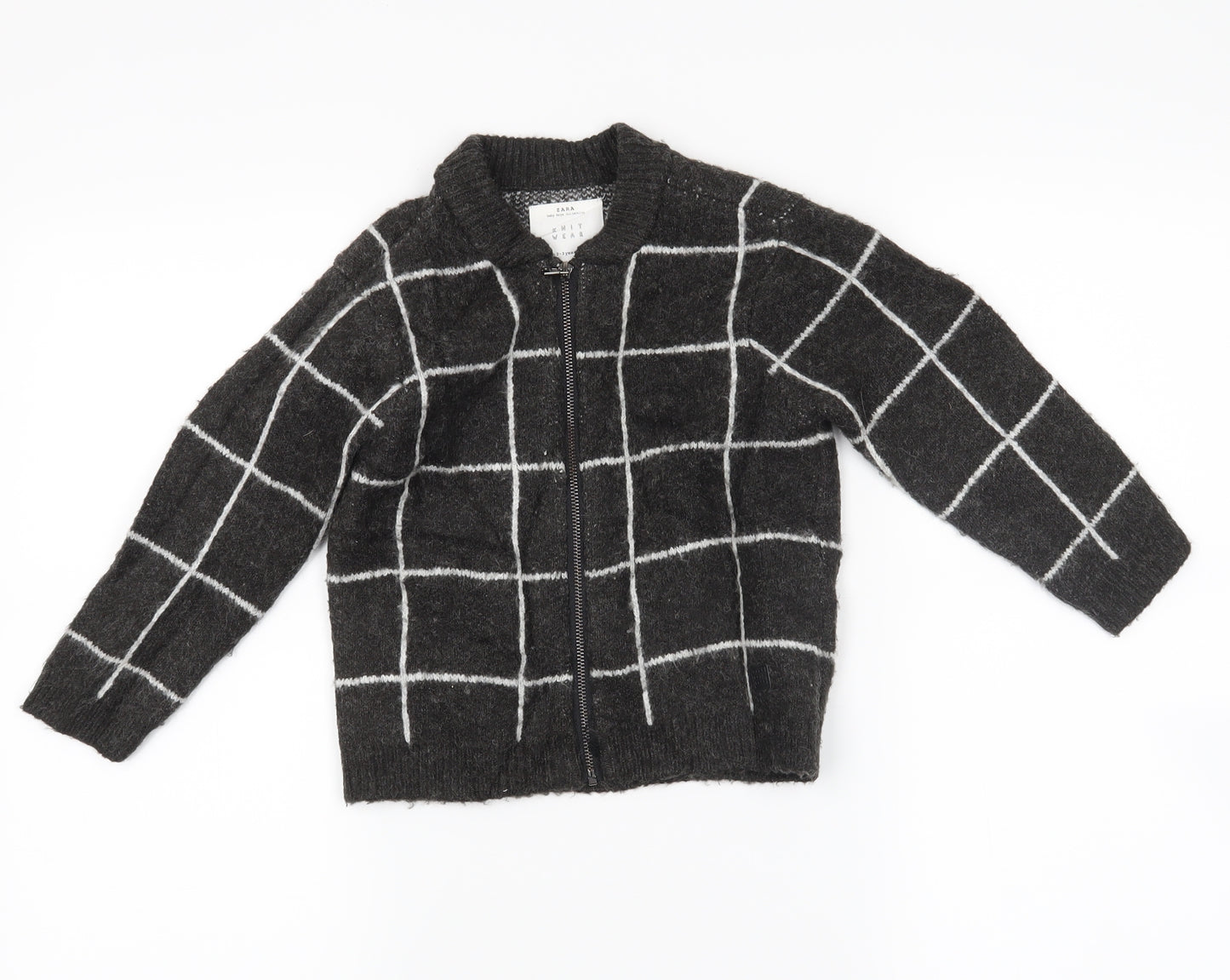 Zara  Grey Check  Cardigan Jumper Size 3-6 Months