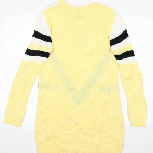 StayHere Womens Yellow Striped  Jumper Dress  Size M