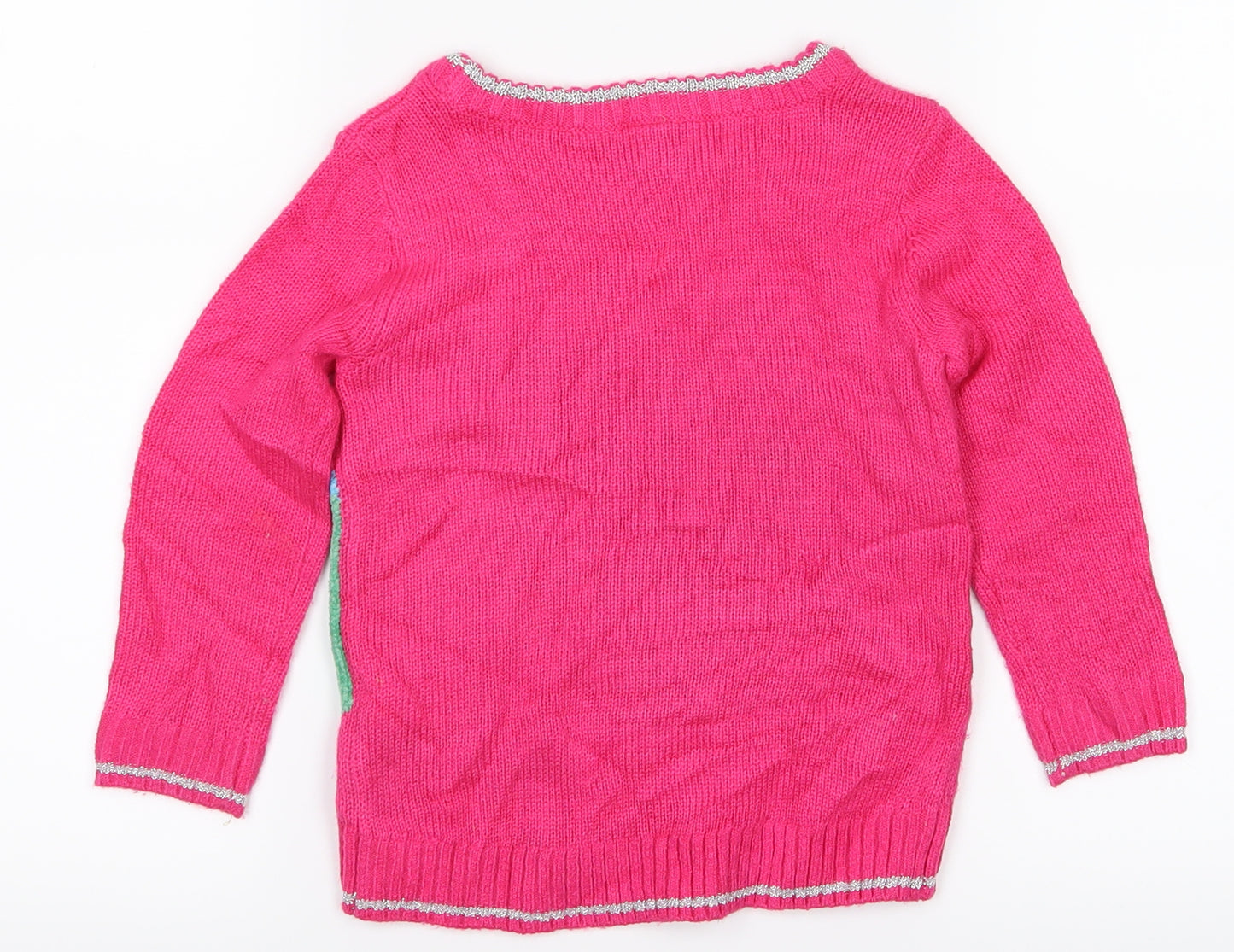 Tu Kids Girls Pink   Pullover Jumper Size 2-3 Years  - Christmas Dinosaurs