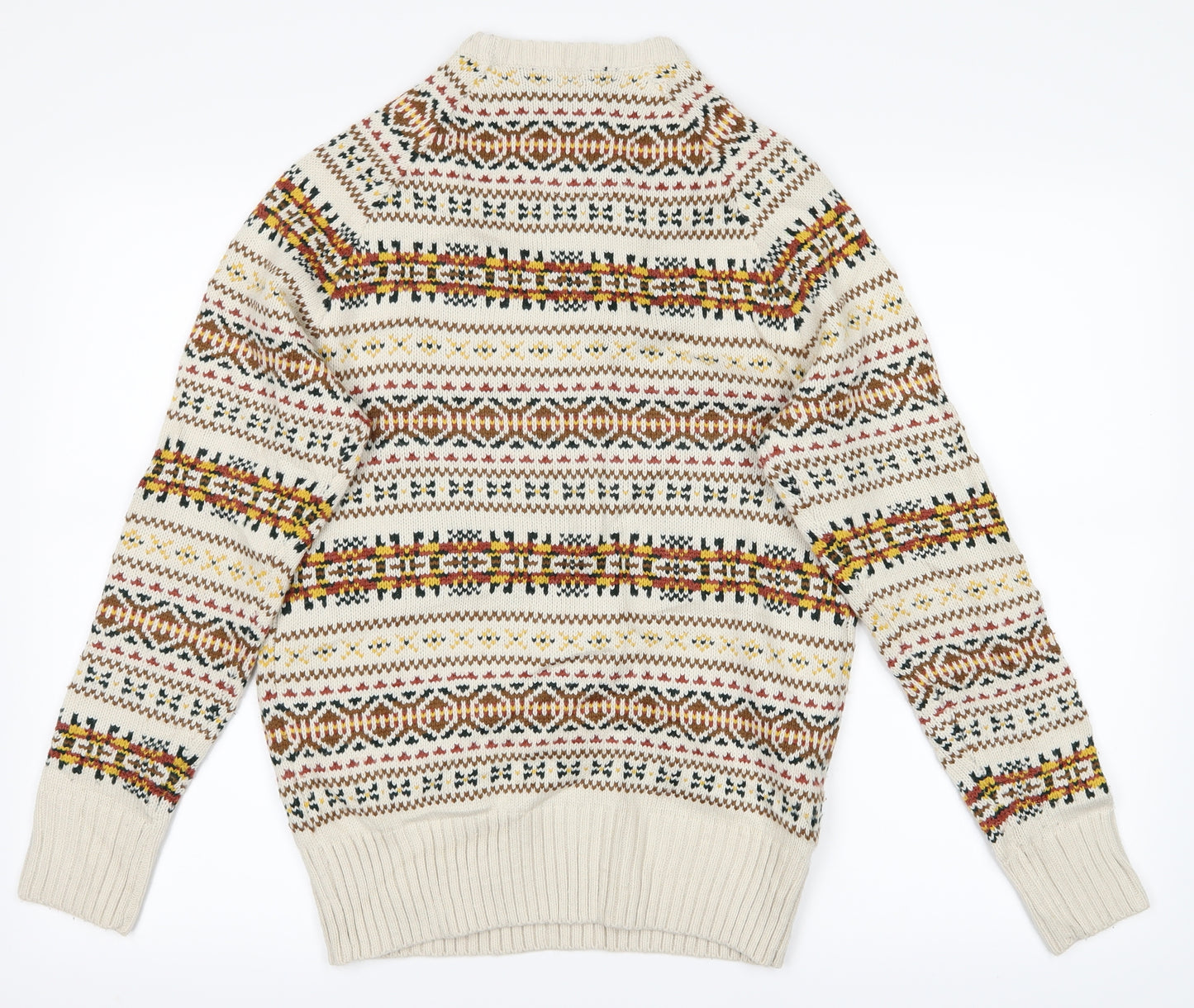 Cedar Wood State Mens Beige Fair Isle  Pullover Jumper Size XS