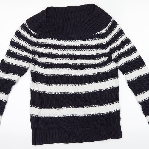 M&S Womens Blue Striped  Pullover Jumper Size 8