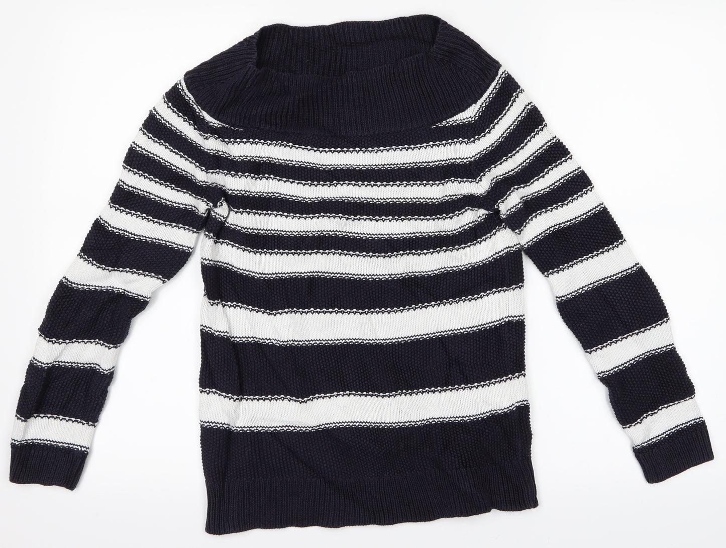 M&S Womens Blue Striped  Pullover Jumper Size 8