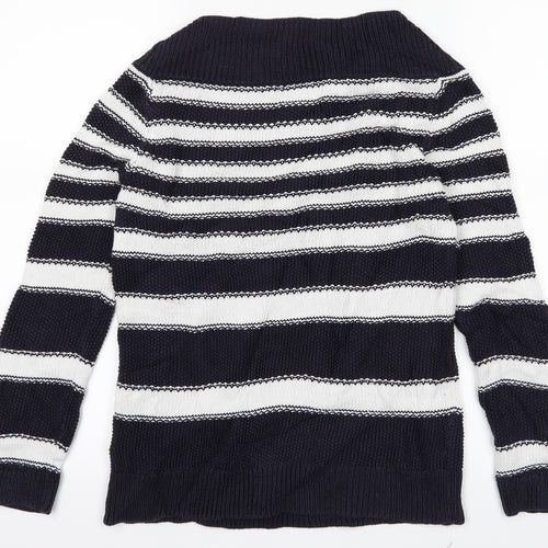 M&S Womens Blue Striped  Pullover Jumper Size 8