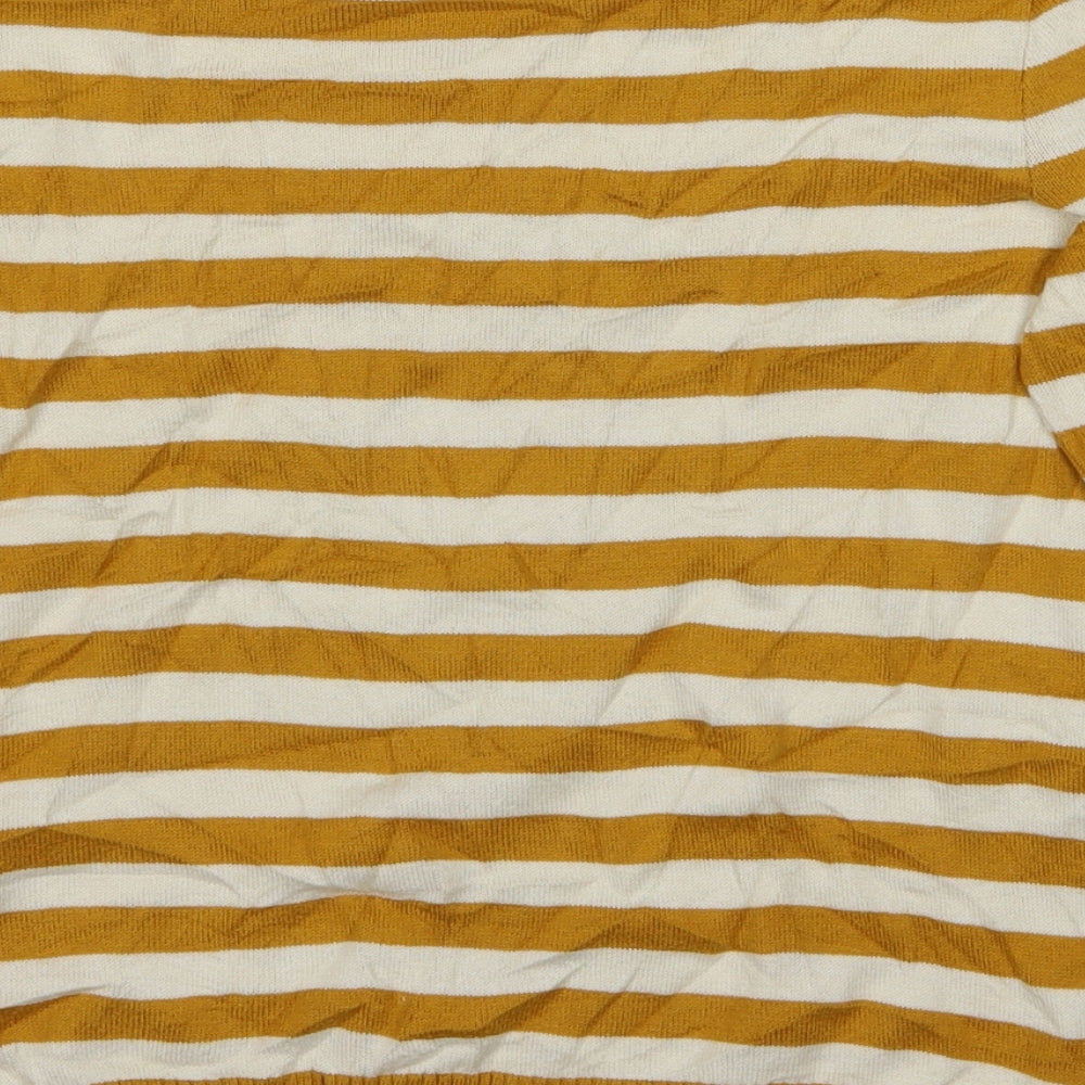 Tu Women Womens Yellow Striped  Basic T-Shirt Size 10  - Cat