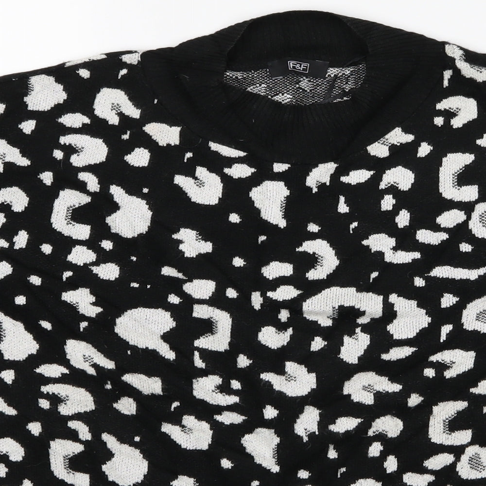 F&F Womens Black Geometric  Pullover Jumper Size 14