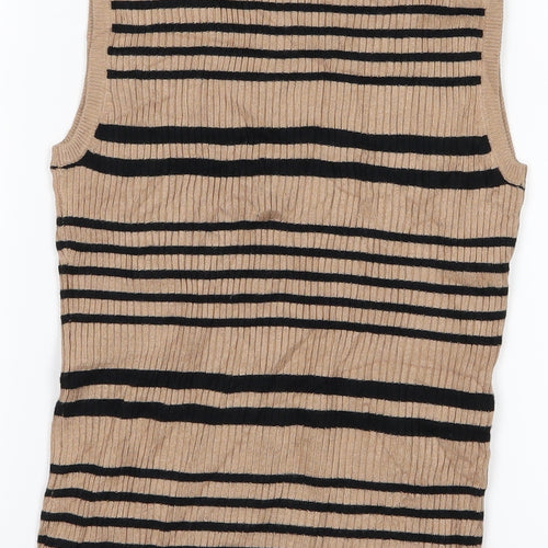 Select Womens Brown Striped  Vest Jumper Size 12