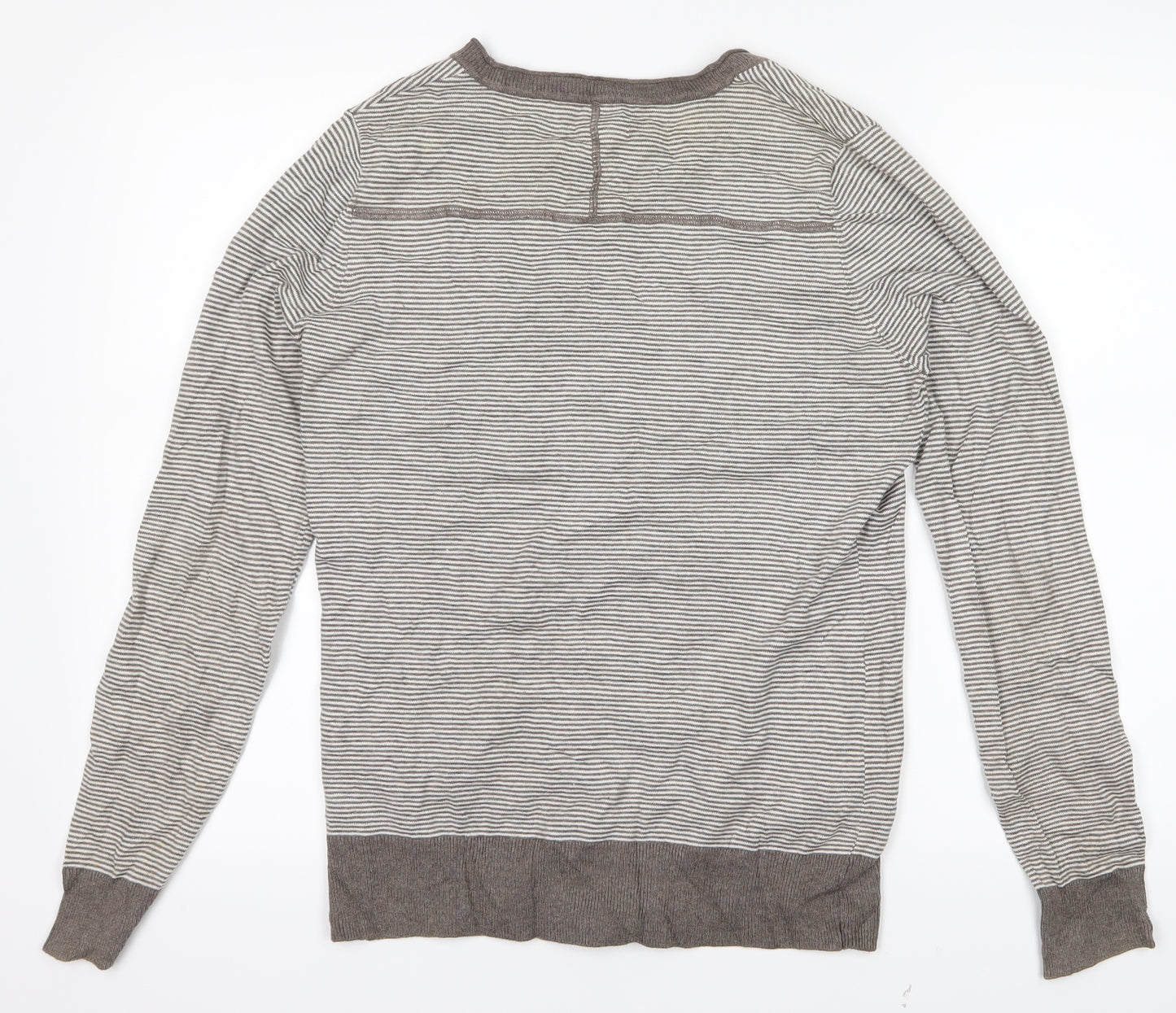 ALFRED SUNG Womens Grey Striped  Cardigan Jumper Size S