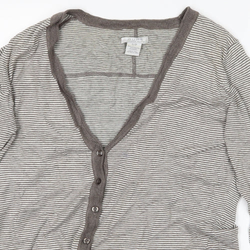 ALFRED SUNG Womens Grey Striped  Cardigan Jumper Size S