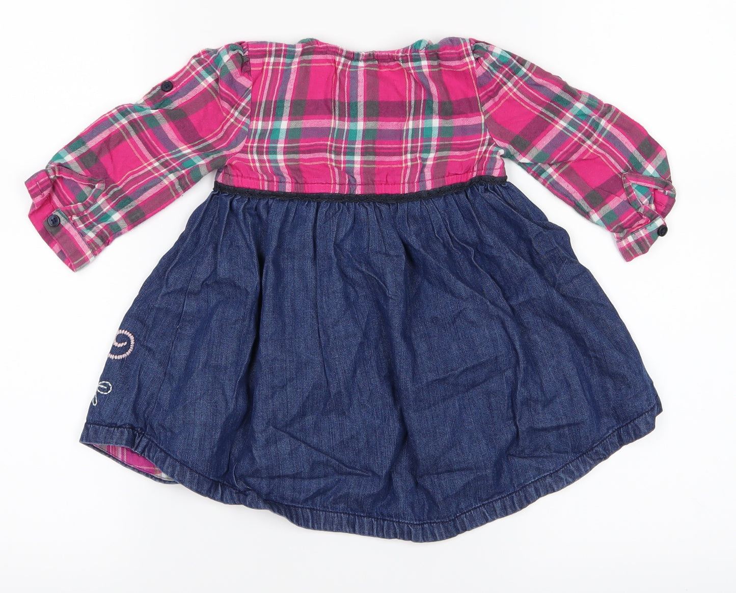 George Girls Pink Plaid  A-Line  Size 9-12 Months  - Three Blind Mice