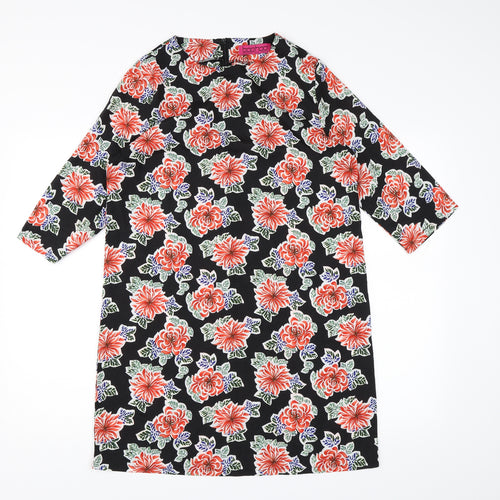 Boohoo Womens Black Floral Chiffon A-Line  Size 10