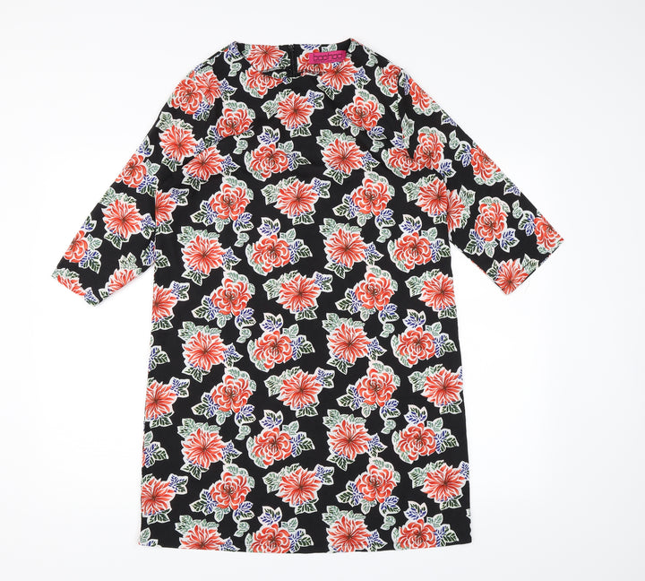Boohoo Womens Black Floral Chiffon A-Line Size 10