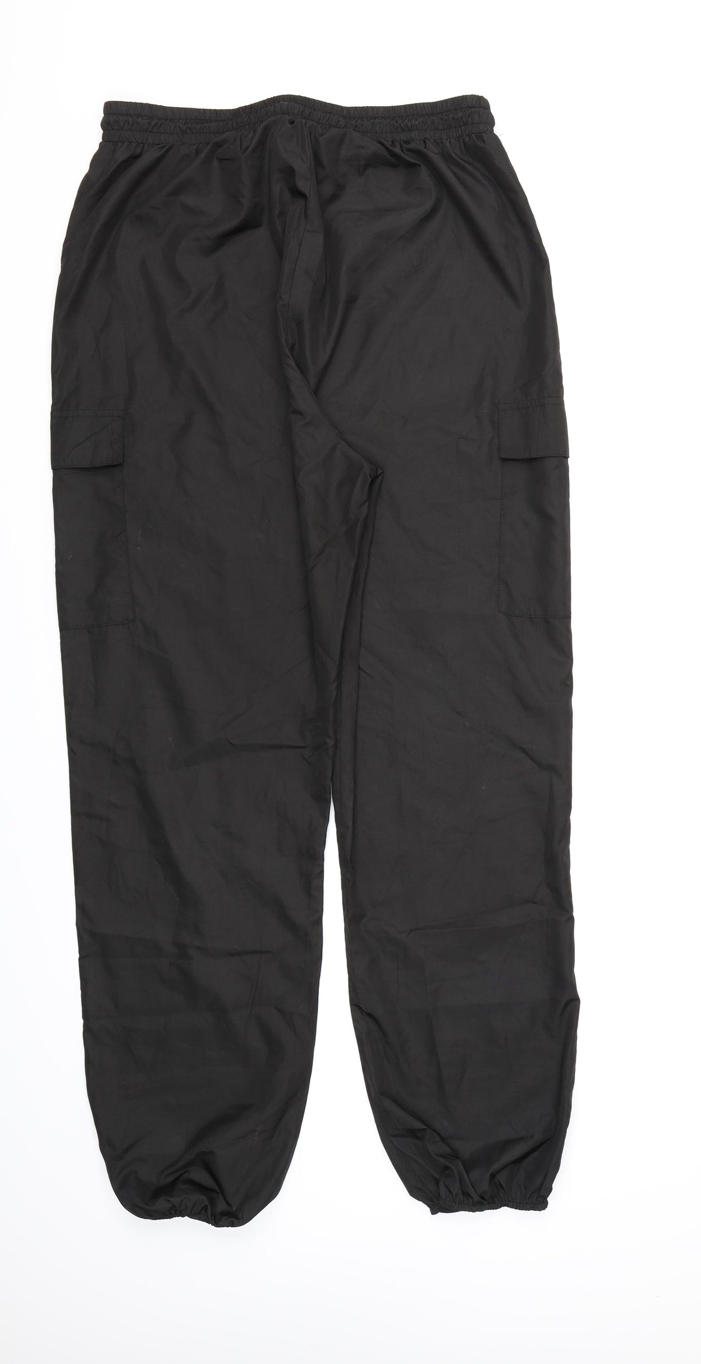 PRETTYLITTLETHING Womens Black  Chiffon Cargo Trousers Size 14 L30 in