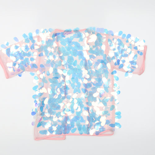 NEXT Girls Pink  Mesh Kimono Blouse Size 7-8 Years