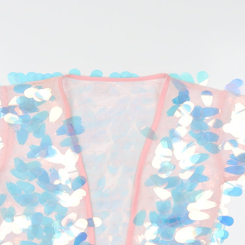 NEXT Girls Pink  Mesh Kimono Blouse Size 7-8 Years