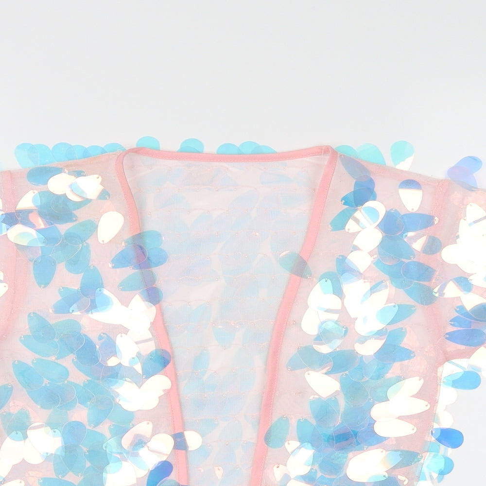 NEXT Girls Pink  Mesh Kimono Blouse Size 7-8 Years