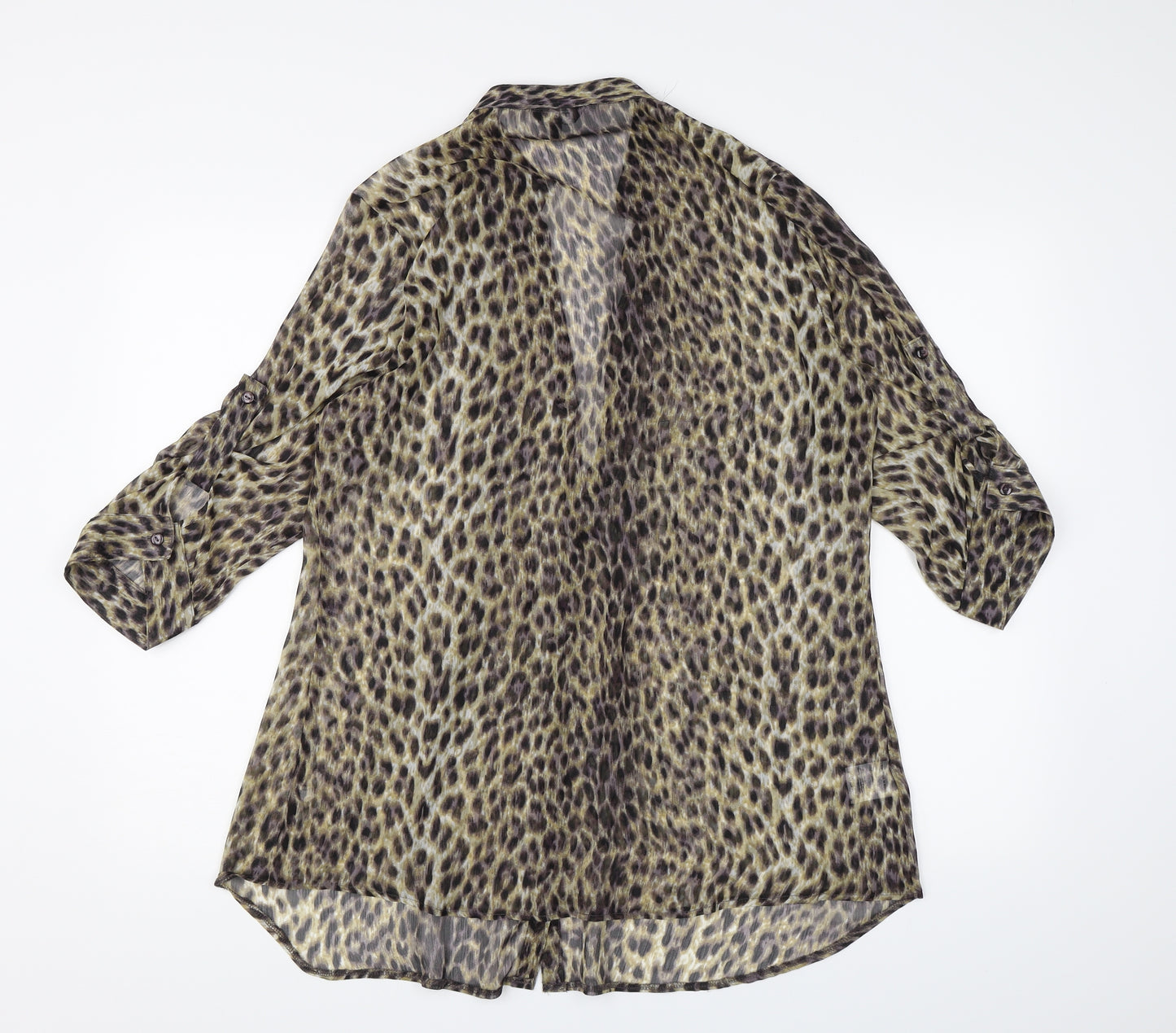Papaya Womens Brown Animal Print Chiffon Tunic Blouse Size 16