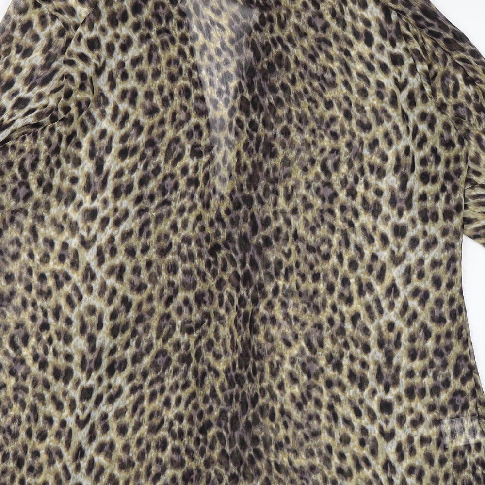 Papaya Womens Brown Animal Print Chiffon Tunic Blouse Size 16