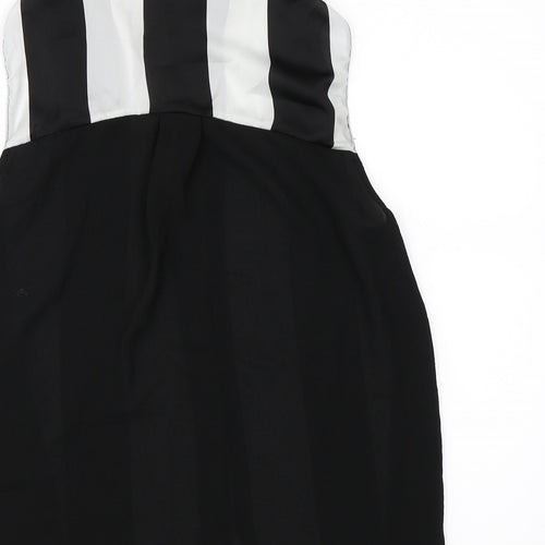 Zanzara Womens Black Striped Chiffon Basic Blouse Size S