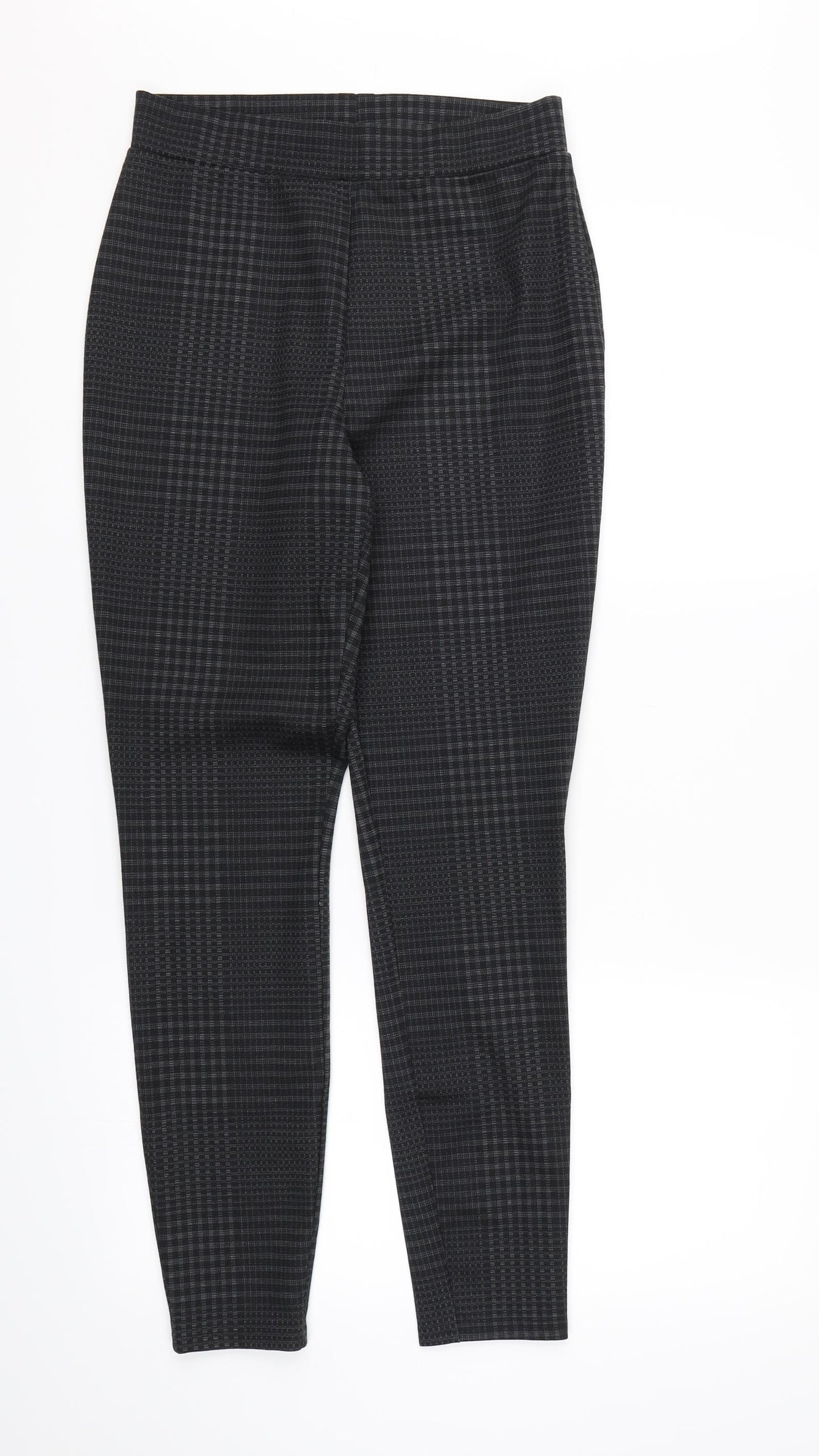 Papaya Womens Grey Check Rayon Pedal Pusher Trousers Size 10 L28 in