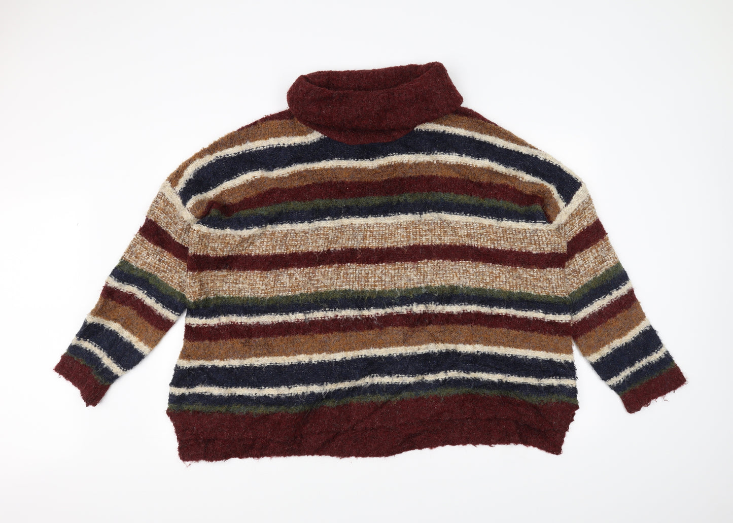 Papaya Womens Purple Striped Knit Pullover Jumper Size XL