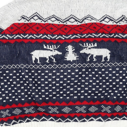 Out Of Gas Womens Blue Striped Knit Pullover Jumper Size L  - Christmas
