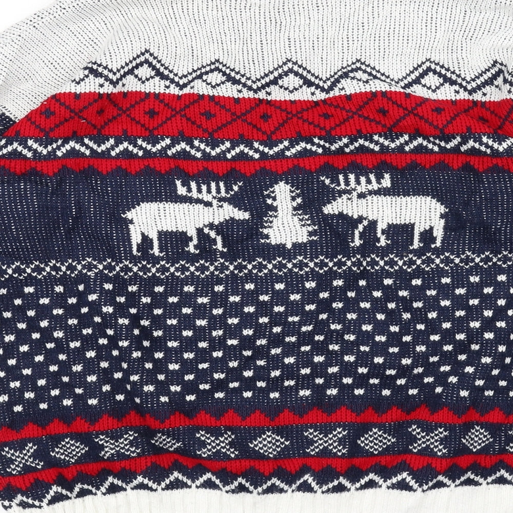 Out Of Gas Womens Blue Striped Knit Pullover Jumper Size L  - Christmas