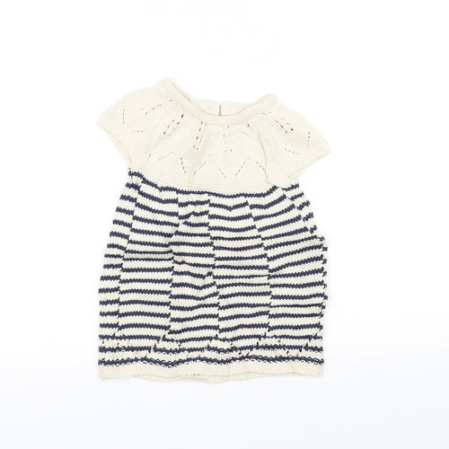 NEXT Girls White Striped Knit A-Line  Size 9-12 Months