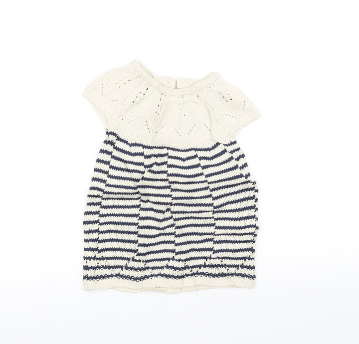 NEXT Girls White Striped Knit A-Line  Size 9-12 Months