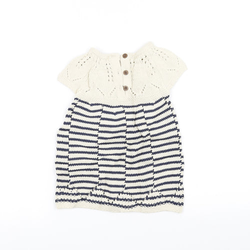 NEXT Girls White Striped Knit A-Line  Size 9-12 Months