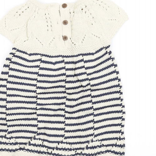 NEXT Girls White Striped Knit A-Line  Size 9-12 Months