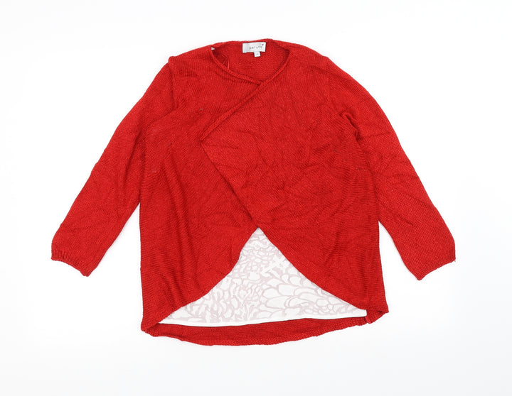 Per Una Womens Red Knit Pullover Jumper Size 8