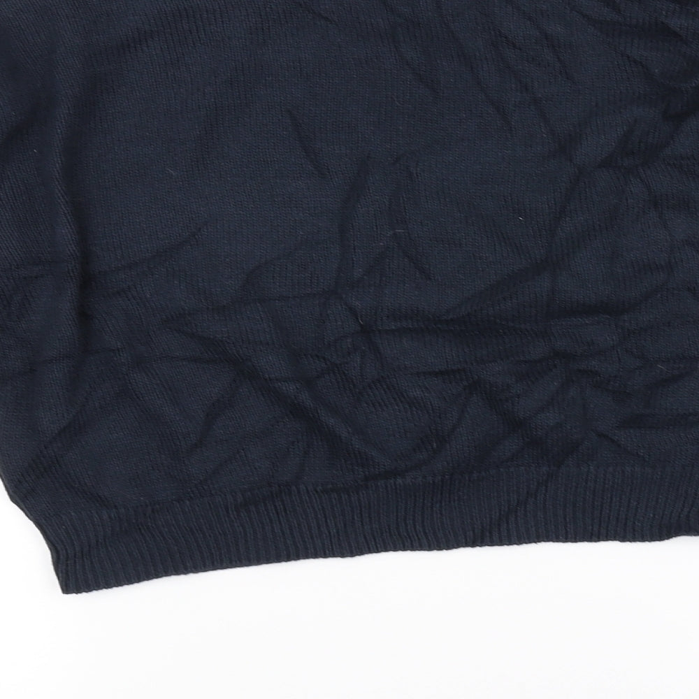 H&M Womens Blue Floral Knit Pullover Jumper Size XS
