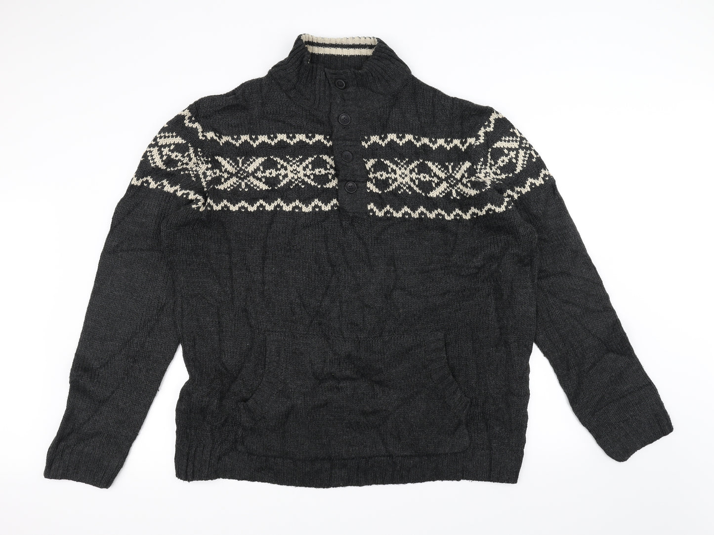 F&F Mens Black  Knit Pullover Jumper Size 3XL