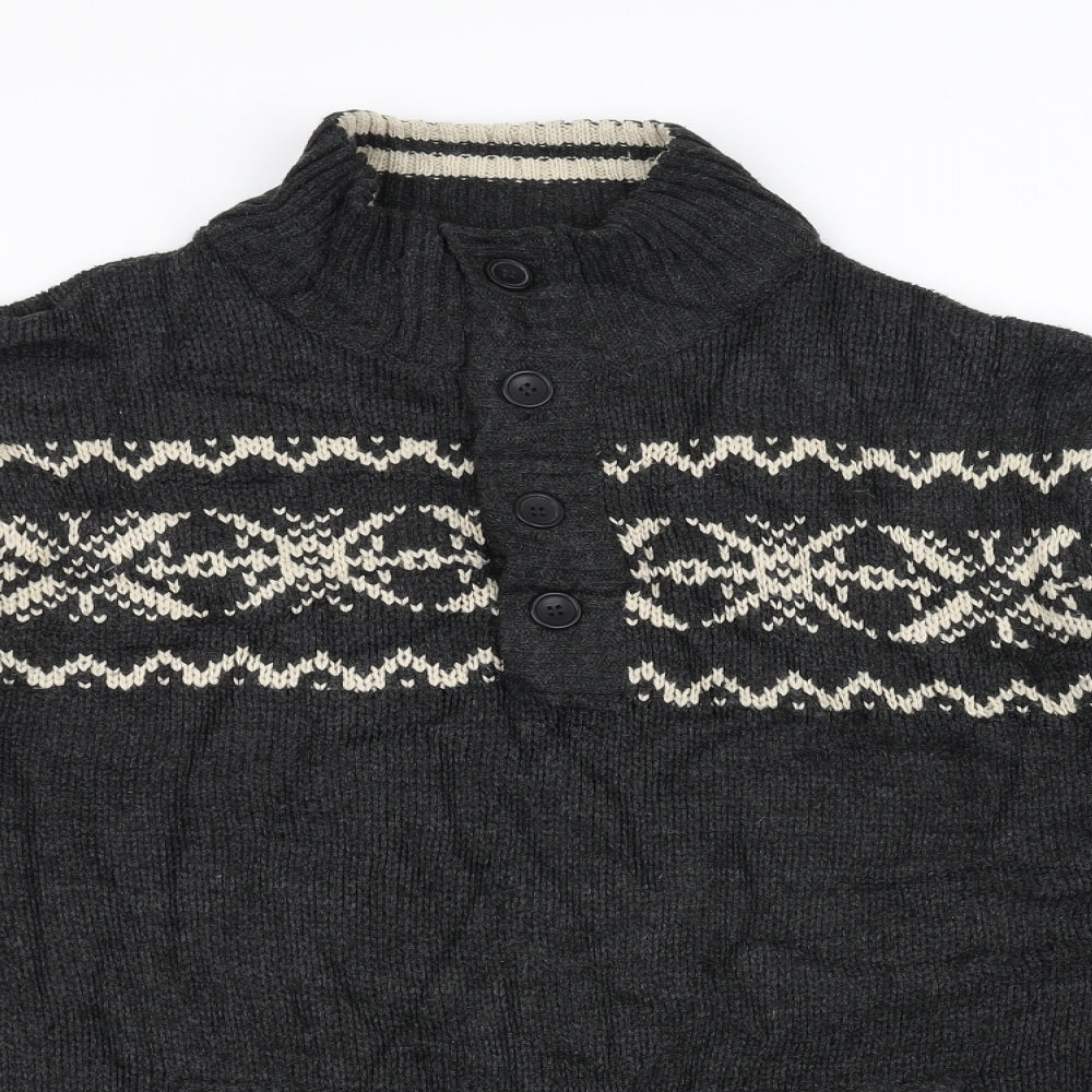 F&F Mens Black  Knit Pullover Jumper Size 3XL