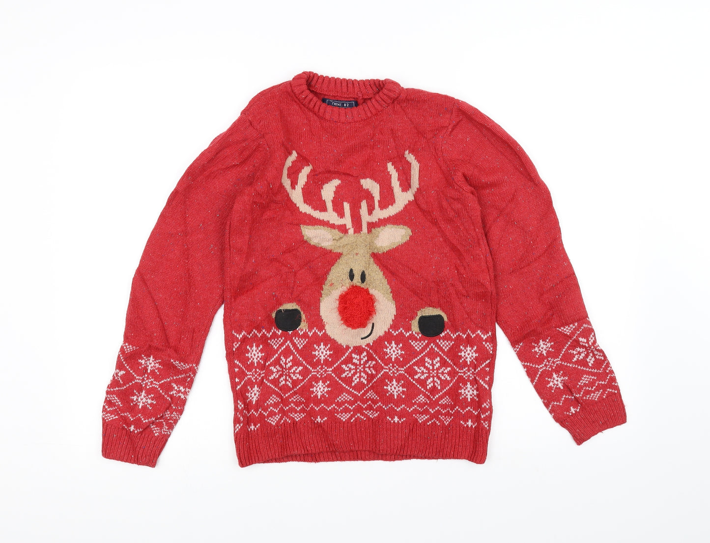 NEXT Girls Red  Knit Pullover Jumper Size 11 Years  - Christmas