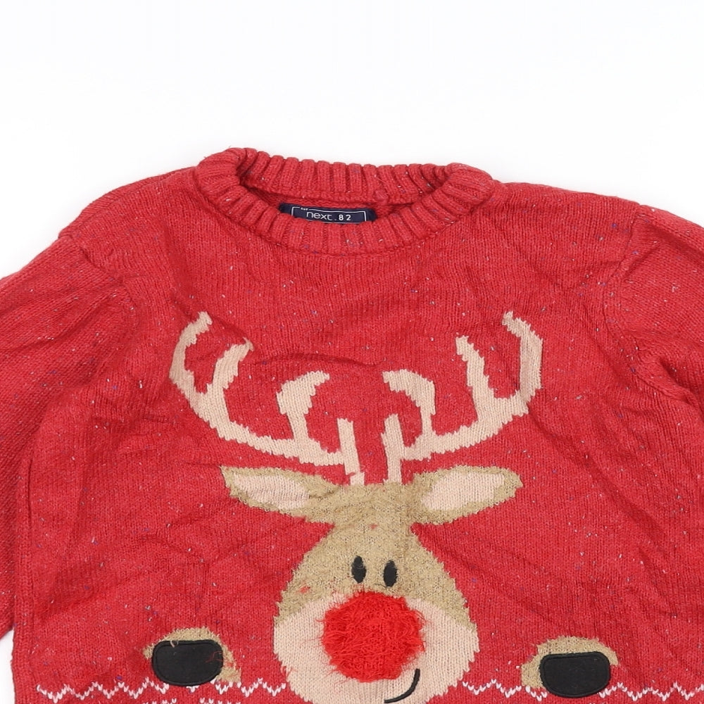 NEXT Girls Red  Knit Pullover Jumper Size 11 Years  - Christmas