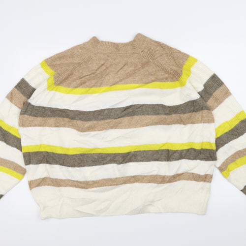 Marks and Spencer Womens White Striped Knit Pullover Jumper Size XL