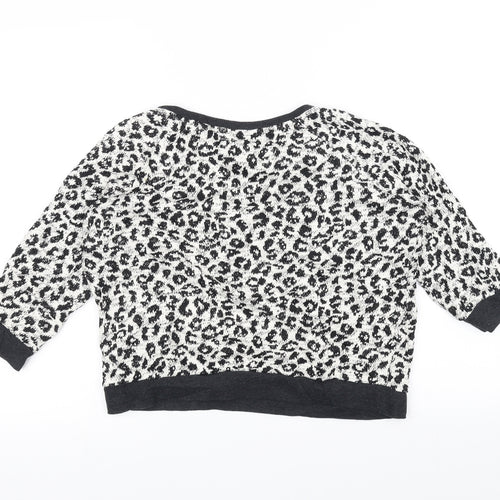 New Look Womens Black Animal Print Knit Pullover Jumper Size 10