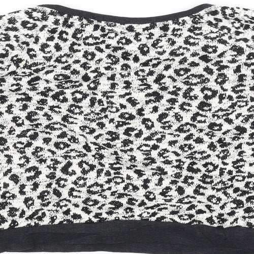 New Look Womens Black Animal Print Knit Pullover Jumper Size 10