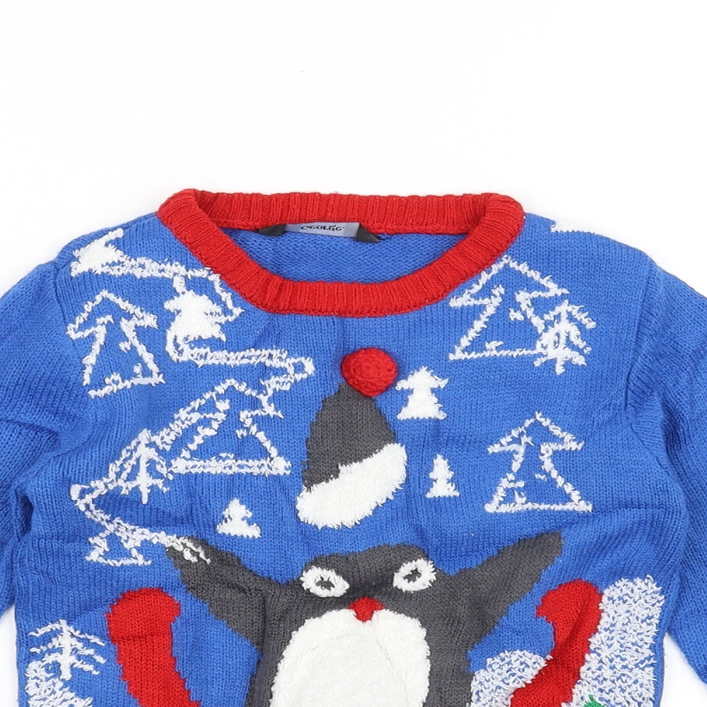 George Boys Blue  Knit Pullover Jumper Size 3-4 Years  - Penguin