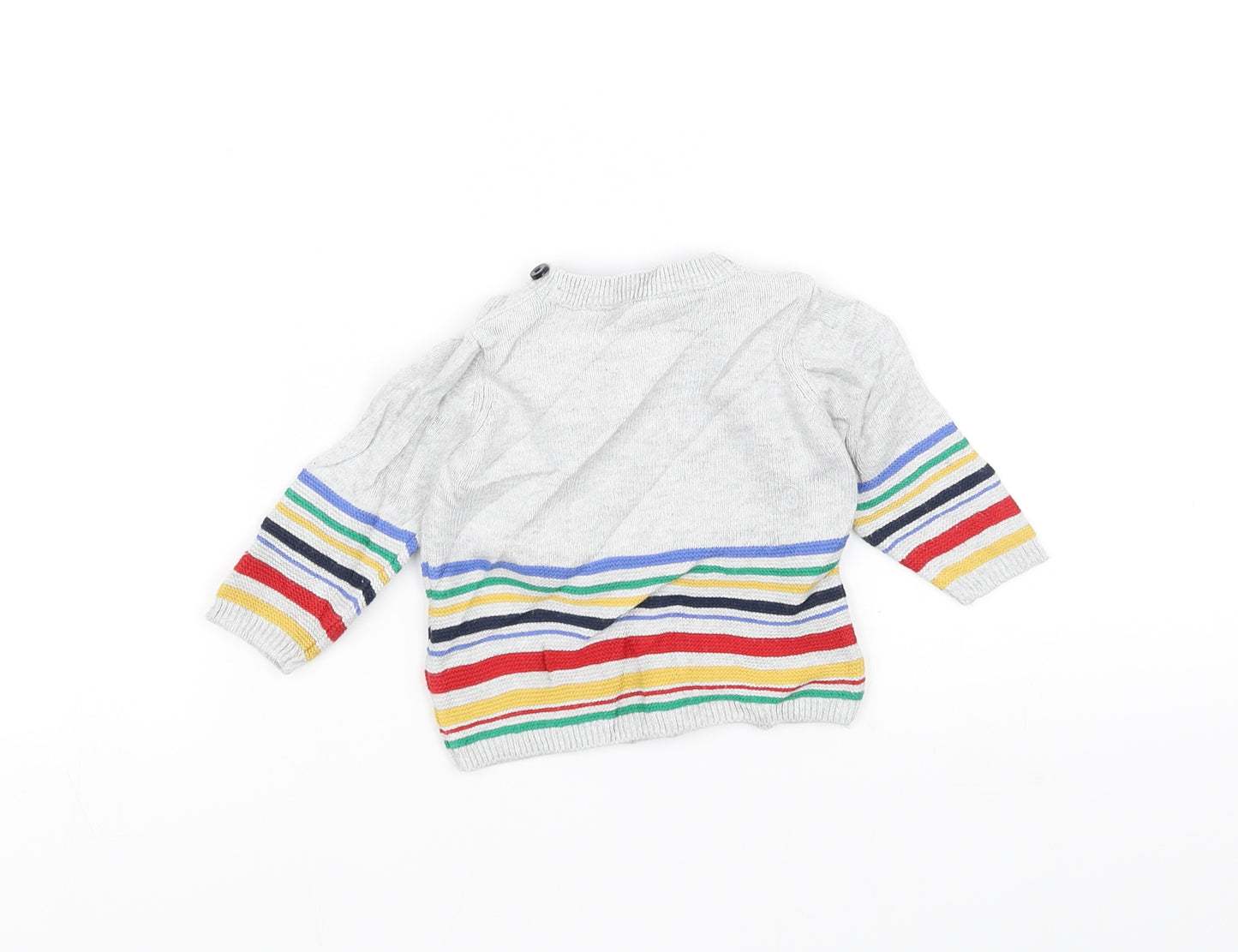 TU Baby Grey Striped Knit Pullover Jumper Size 0-3 Months  - Dog