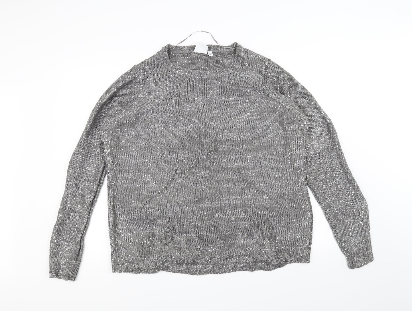 JUNAROSE Womens Grey  Knit Pullover Jumper Size L
